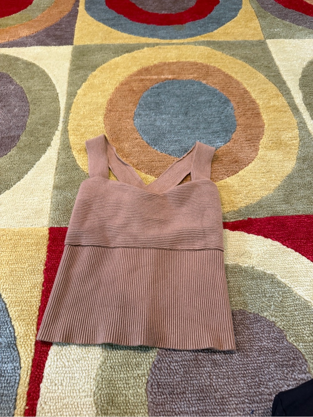 Abercrombie & Fitch Tan Criss Cross Sweater Knit Crop Tank Top Size Large